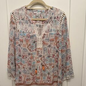 Bohemian Print Women's Top from Pale Sky, XL